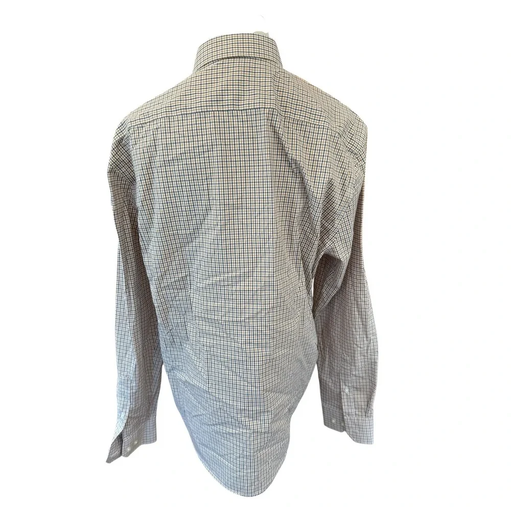 Banana Republic Mens L Non-Iron Untucked Fit Button Down Shirt‎ Brown Gingham